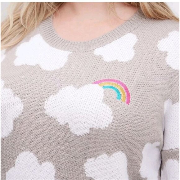 TORRID | Drop Shoulder Tunic Sweater Cloud Rainbow Gray sz 2X - Picture 2 of 7